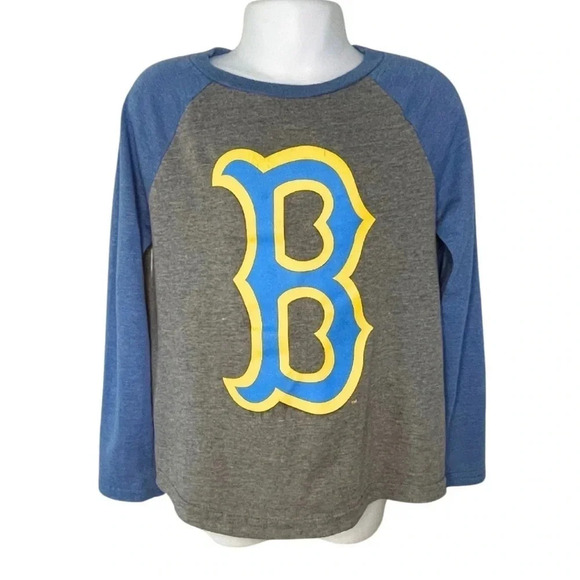 UCLA Bruins Raglan Long Sleeve T-Shirt Blue/Gray/Yellow. National Collegian Tee - Picture 7 of 7